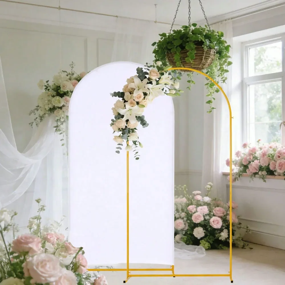 

Золотая свадебная арка-подставка и 1 белый чехол для арки, комплект: арка-подставка с чехлом для дня рождения, свадебной церемонии, B