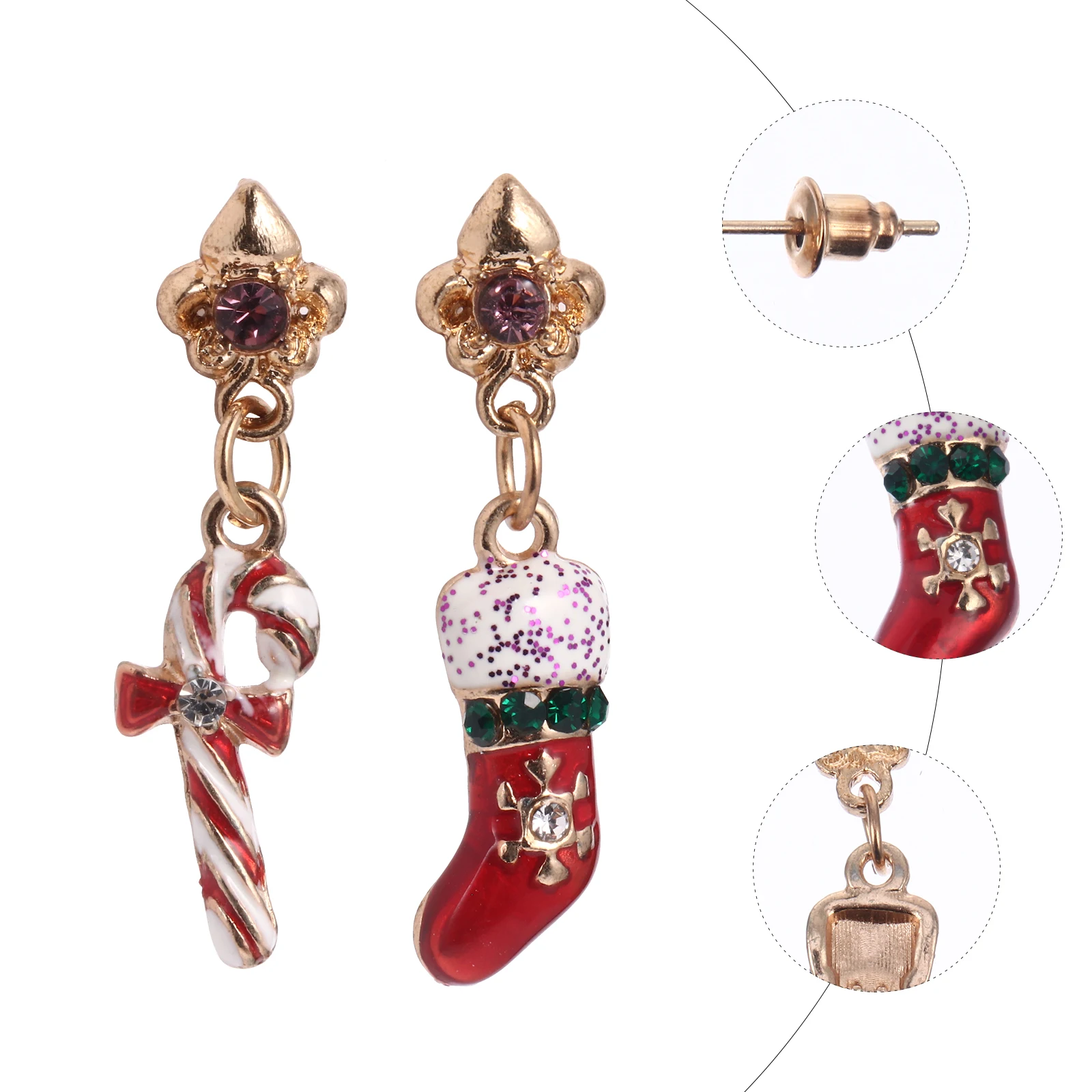 

Alloy Earrings for Women Christmas Party Asymmetric Studs Fine Workmanship Comfortable Jewelry Gifts Festive Fashion Design