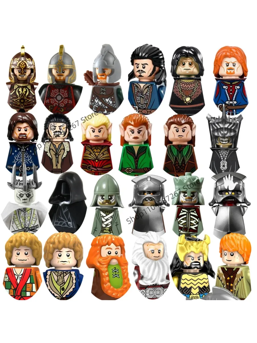 Herr der Ringe Sci-Fi-Film Kavallerie-Elfenwache Bausteine Kinder-Bausatz 3D-Modell Flaggen-Schild-Bausteine Spielzeug Geschenk
