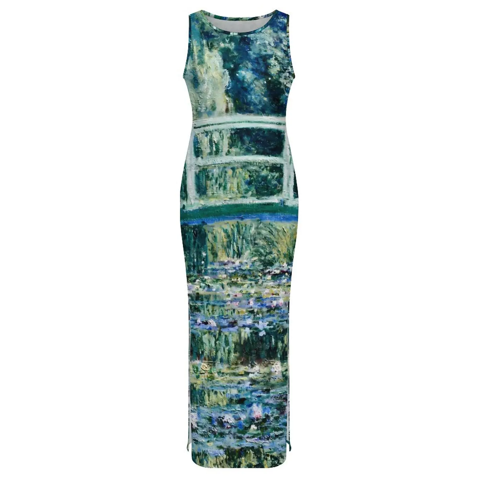 Water Lily Dress Sleeveless Claude Monet Streetwear Maxi Dresses Modern Bodycon Dress Women Design Oversized Clothes