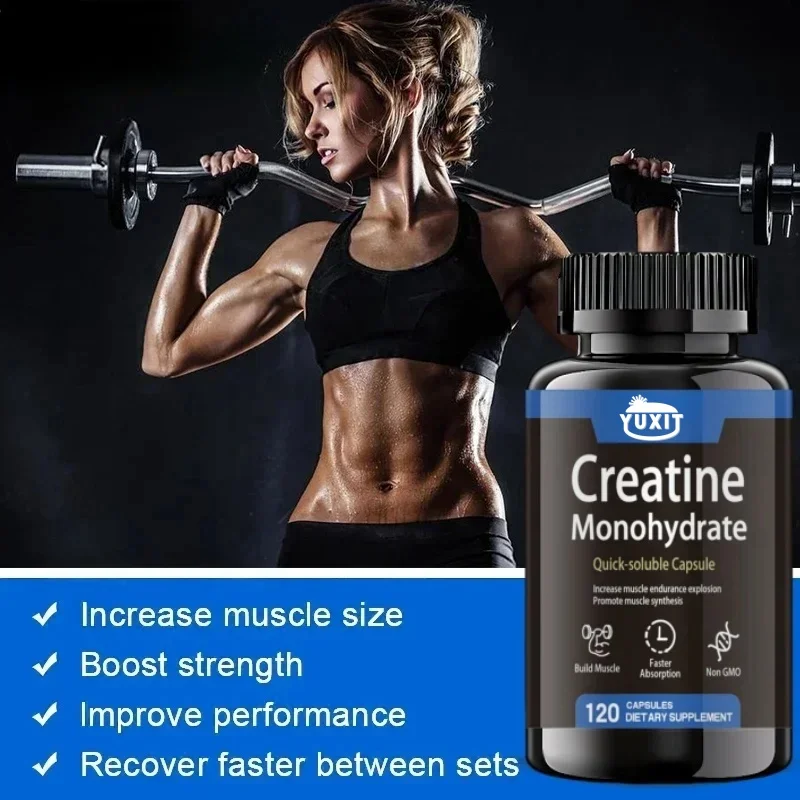 YUXIT  Creatine Monohydrate Capsules 120ct 3000mg Per Serving GlutenFree NonGMO