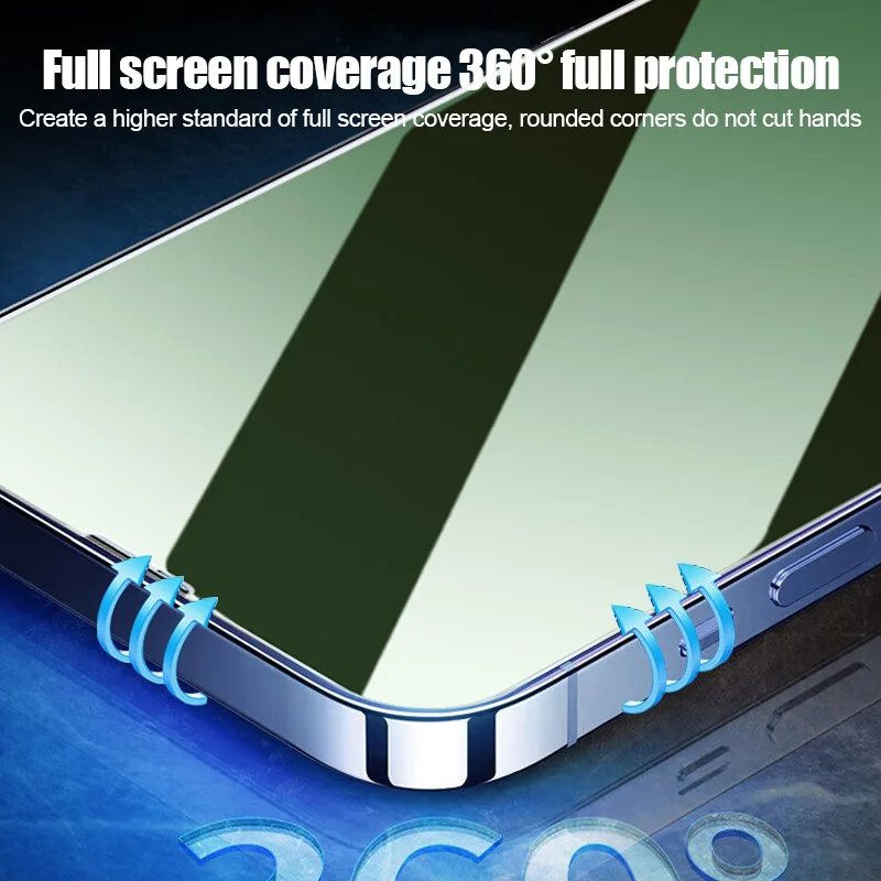 2Pcs Glass smartphone for iPhone 15 Plus 14 Pro Max 13 Mini Green light anti peeping tempered film for iPhone 12 11 X XR XS Max