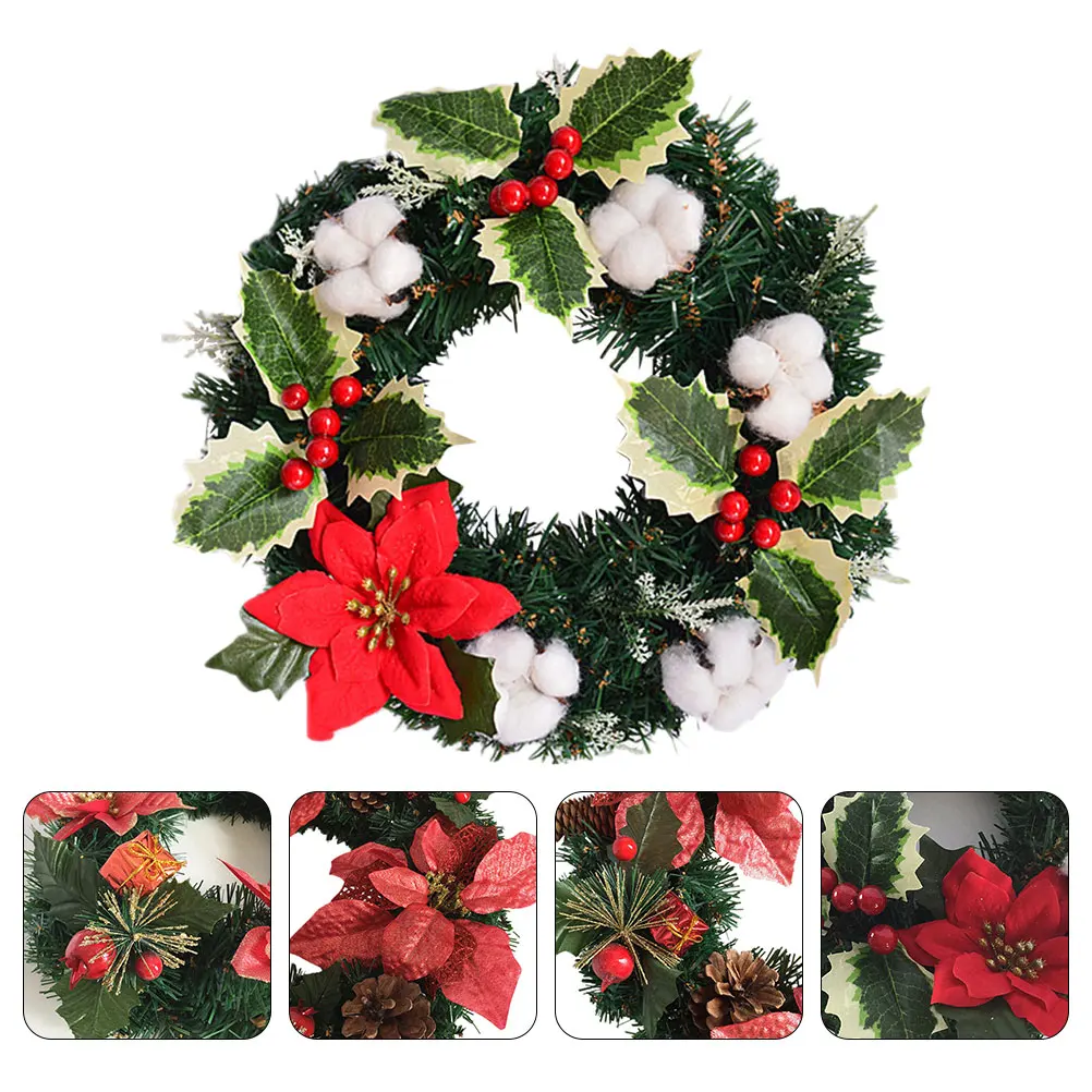 

1pc Christmas Wreath Garland Decorative Hanging Outdoor Festival Party Prop Holiday Home DIY Christmas Wreath Decorative Garland