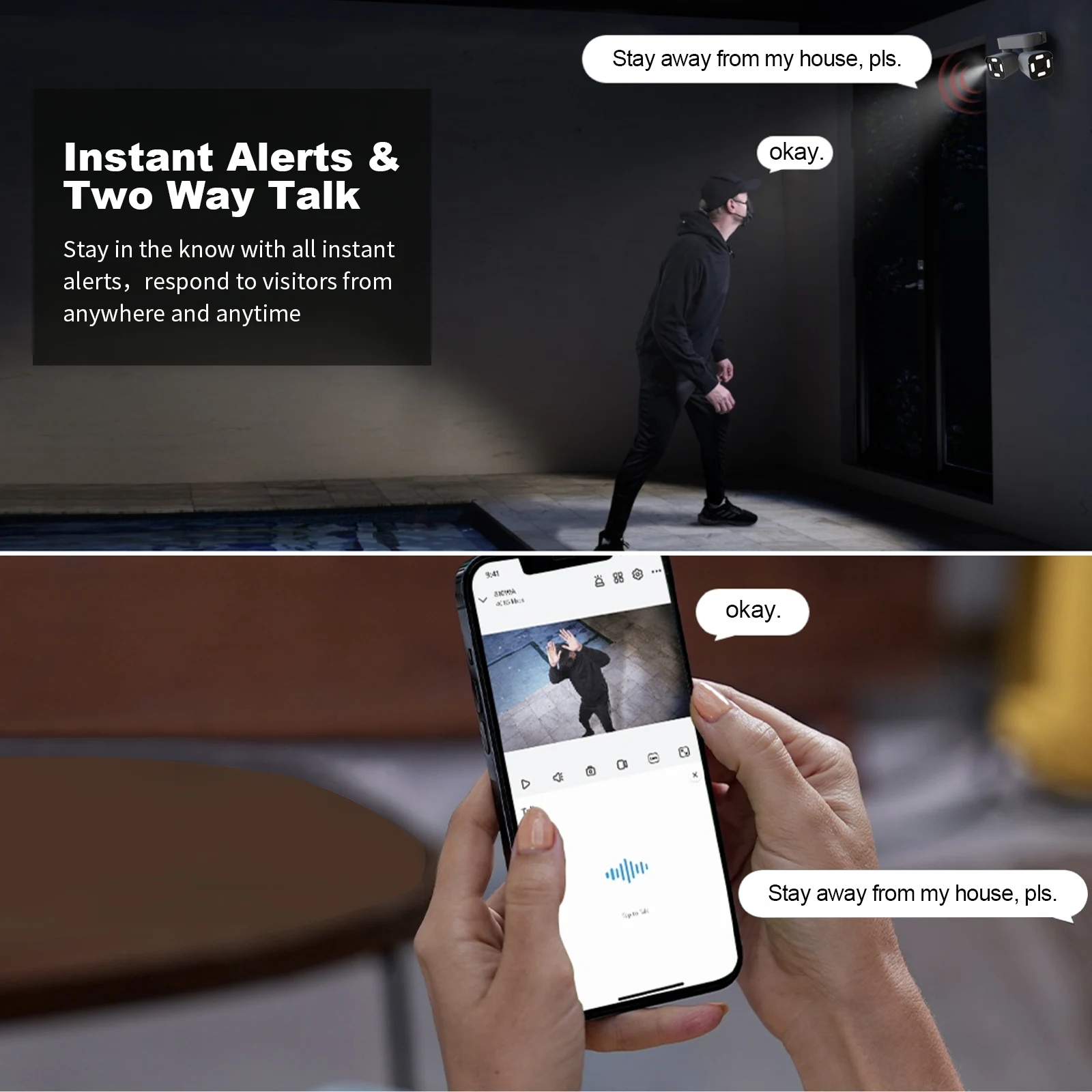 Dual Lens PTZ Security Camera with Motion Detection Two-Way Audio Color Night Vision for Home Security（Not Support 5G WIFI）