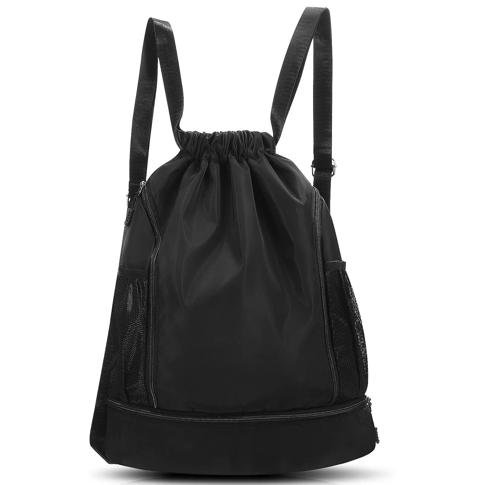 

Drawstring Basketball Fitness Bag Lightweight Oxford Cloth Sports Backpack Shoe Compartment Gym Training Hiking Swim Outdoor