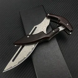 Tops Quality Damascus Steel Folding Knife Rosewood Handles Utility Tactical Safety Knives Adventure Hunting EDC Multi Tools