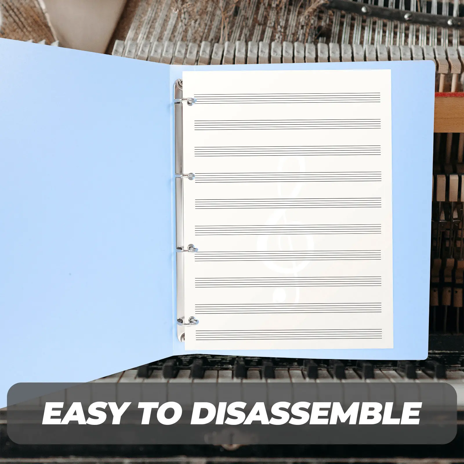 

A4 Document Protector Folder Four Hole Design Sturdy PP Material Easy Disassembly Buckle Closure for Music Scores Files Paper