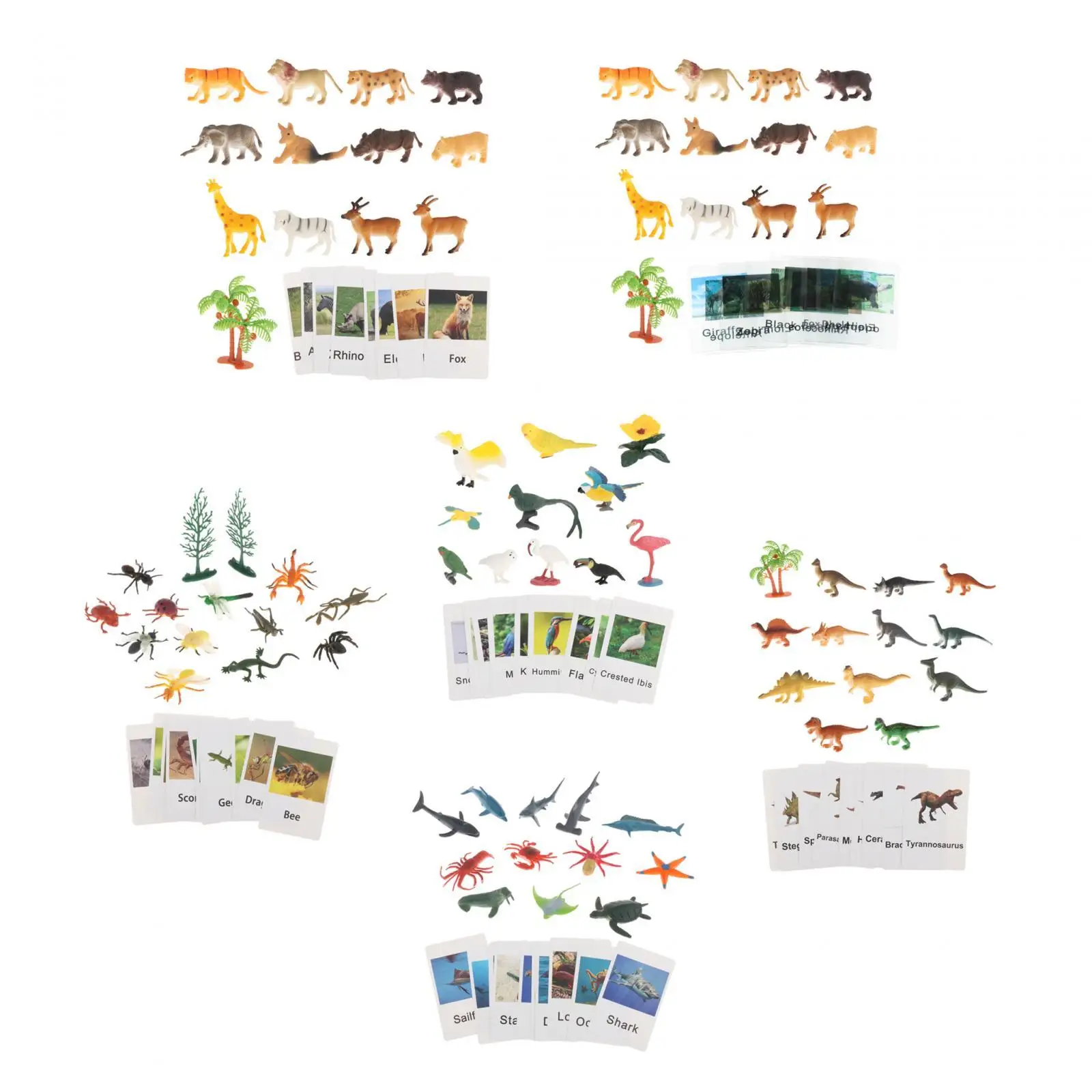 Montessori Animal Figures with Flash Cards Montessori Materials for Teaching Aid Homeschool Science Cognitive Holiday Present view 3