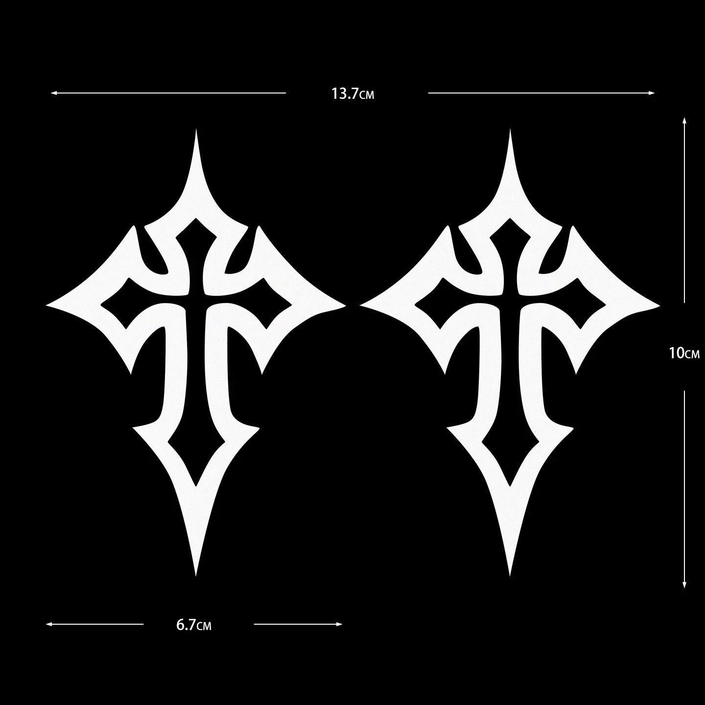 2PCS Creative Cross Pattern Waterproof Vinyl Motorcycle Stickers, Decals for Moto Scooter Body Racing Helmet Exterior Decor