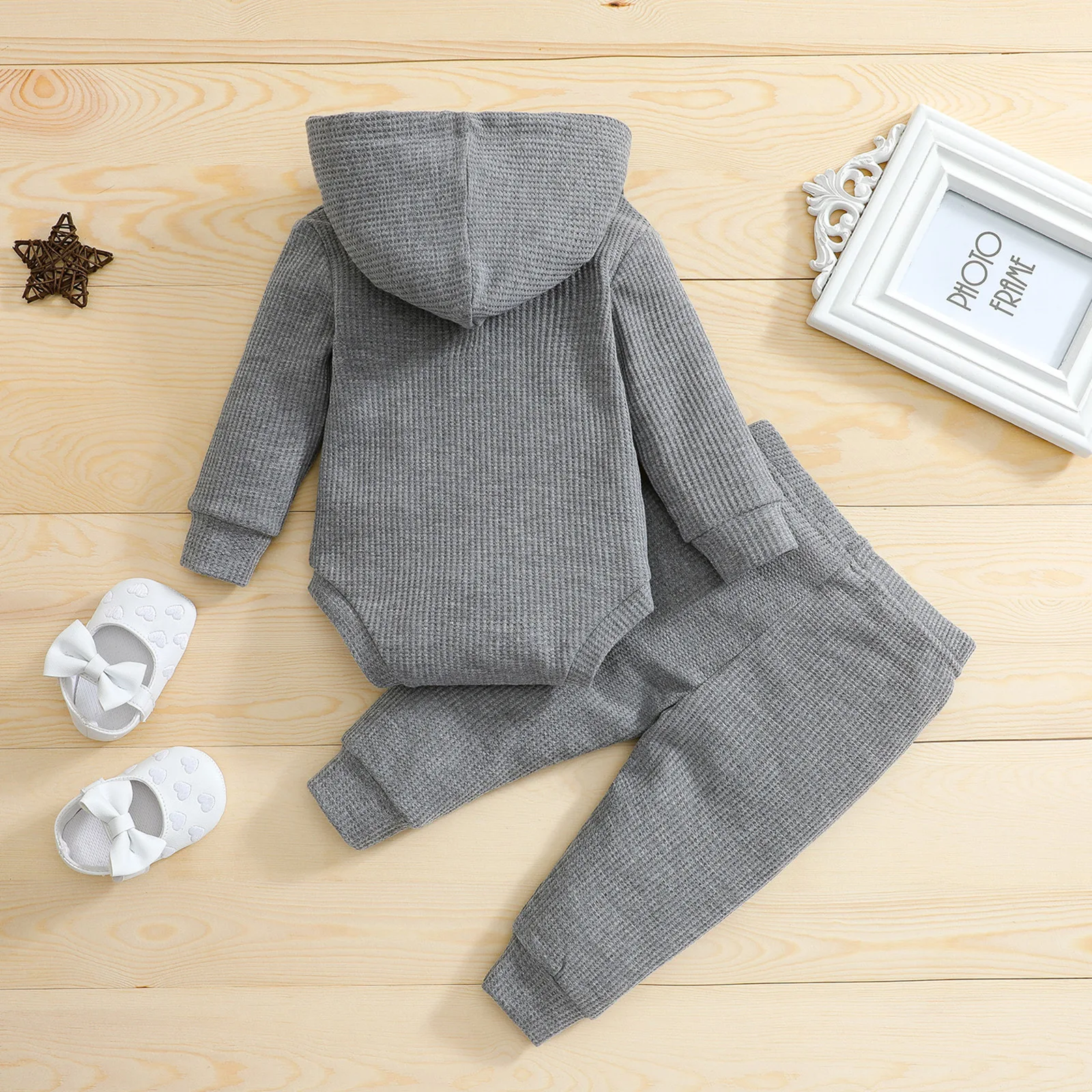 2Piece Sets Spring Newborn Boy Clothes 0 To 3 Months Korean Casual Solid Long Sleeve Bodysuit+Pants Baby Luxury Clothing BC550