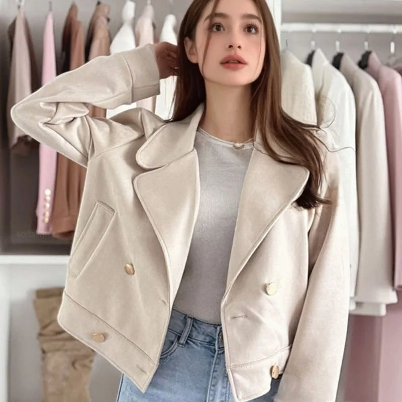 

Autumn and winter temperament short zipper long-sleeved windproof cardigan, simple and fashionable commuter ladies jacket