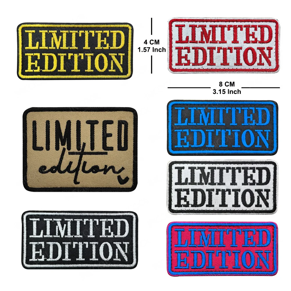 Embroidery Limited Edition Patches Hook Loop Appliques Armband Shoulder DIY Decoration Badges For Clothing Backpack Jacket Caps