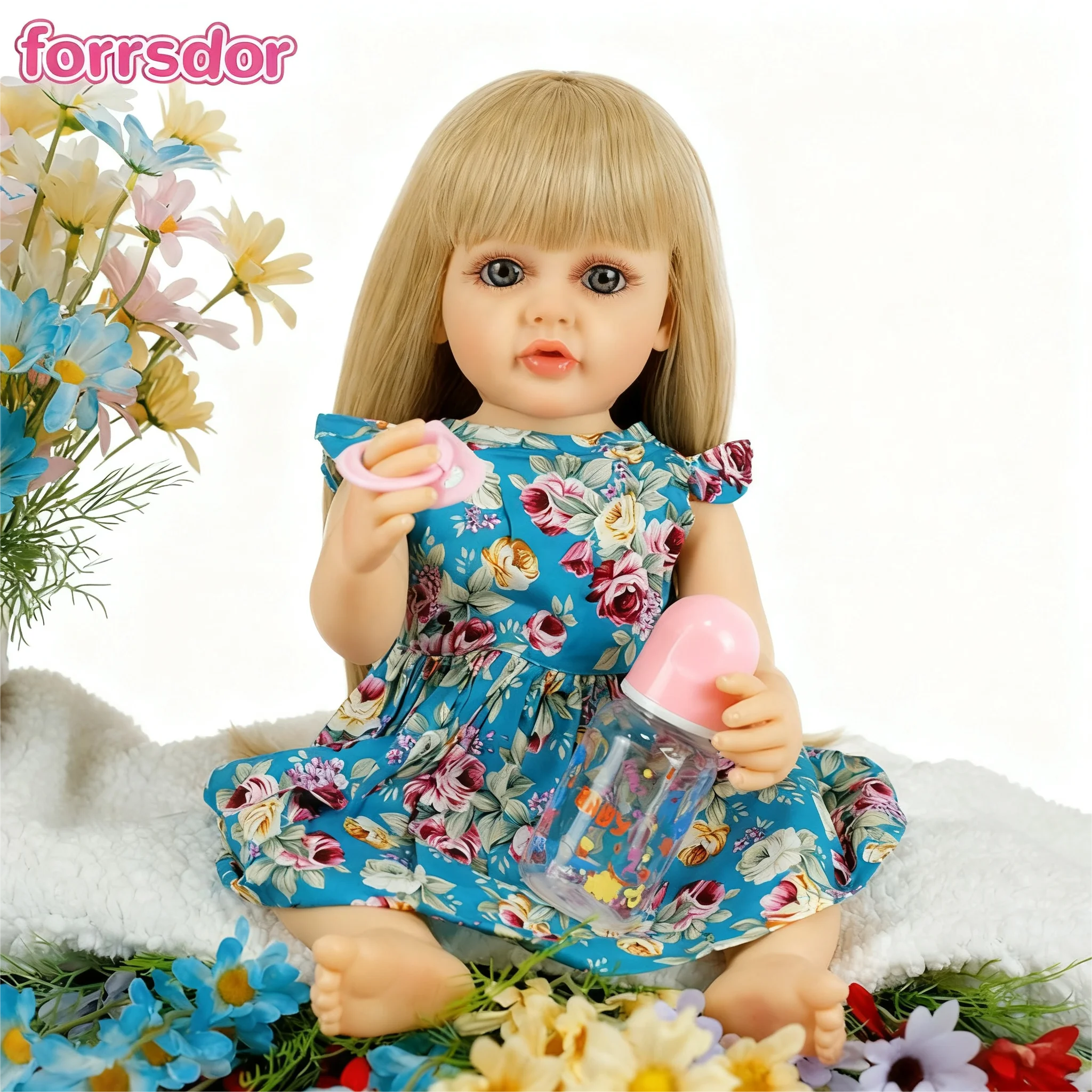 55CM Betty Realistica bambola rinata piena di silicone vinile corpo lavabile capelli biondi realistici principessa bambina regali di Natale