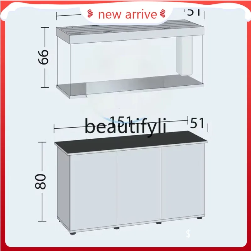 

ABlack diamond fish tank 1.5 meters large aquarium glass ecological fish tank H