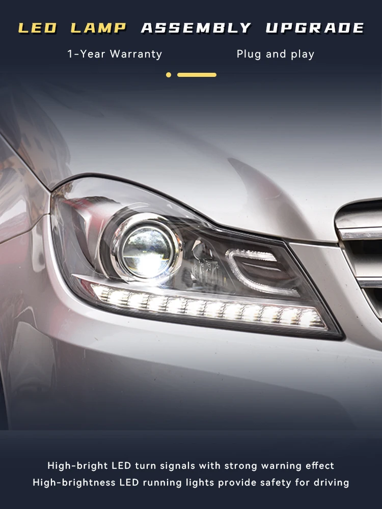 

Head Light For Benz Class C180 C200 W204 2011 2012 2013 2014 Full LED DRL Turn Signal Headlights Front Lamp Auto Accessories