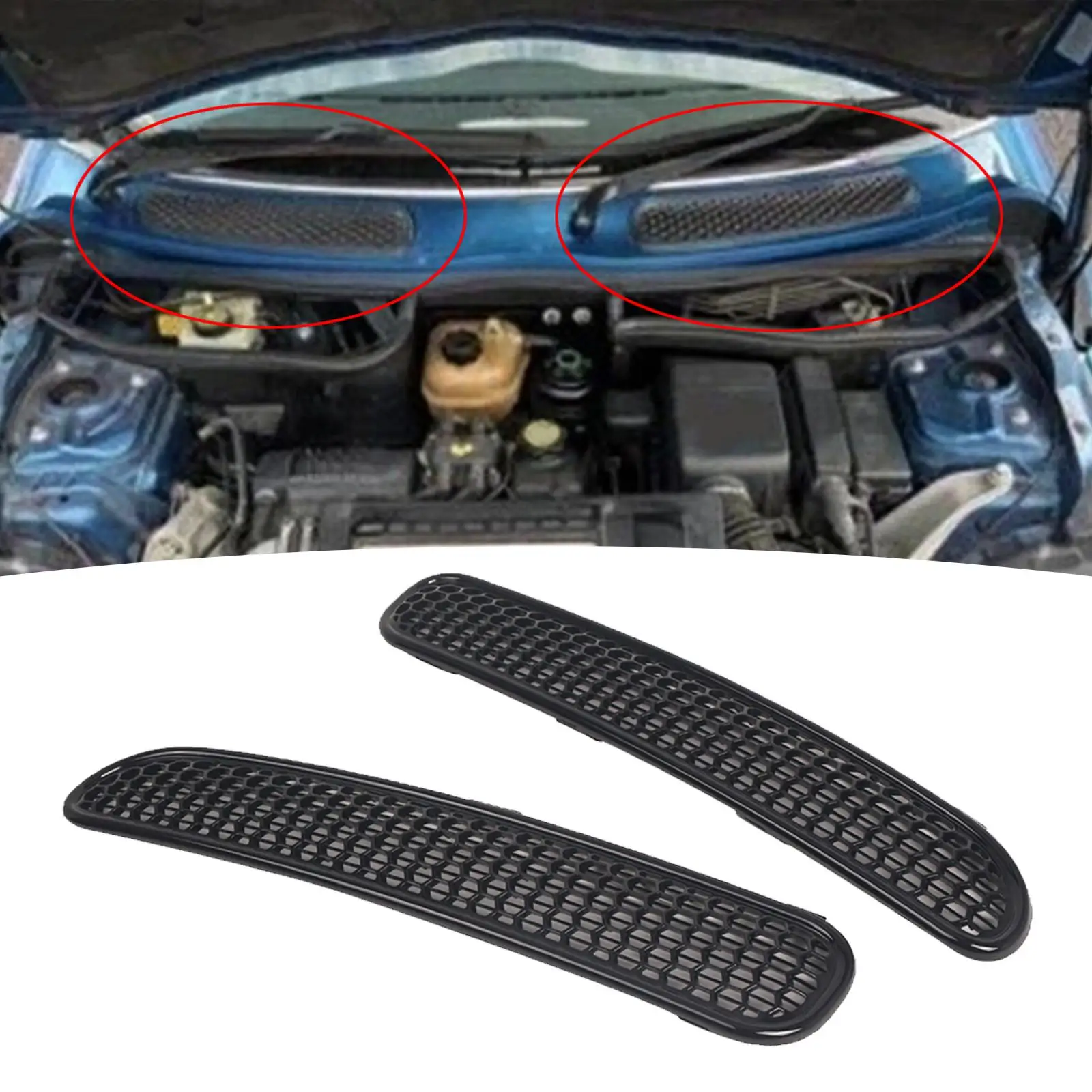 2Pcs Scuttle Vents Grill Truck for BMW Mini Cabrio R52 11/2002—07/2008