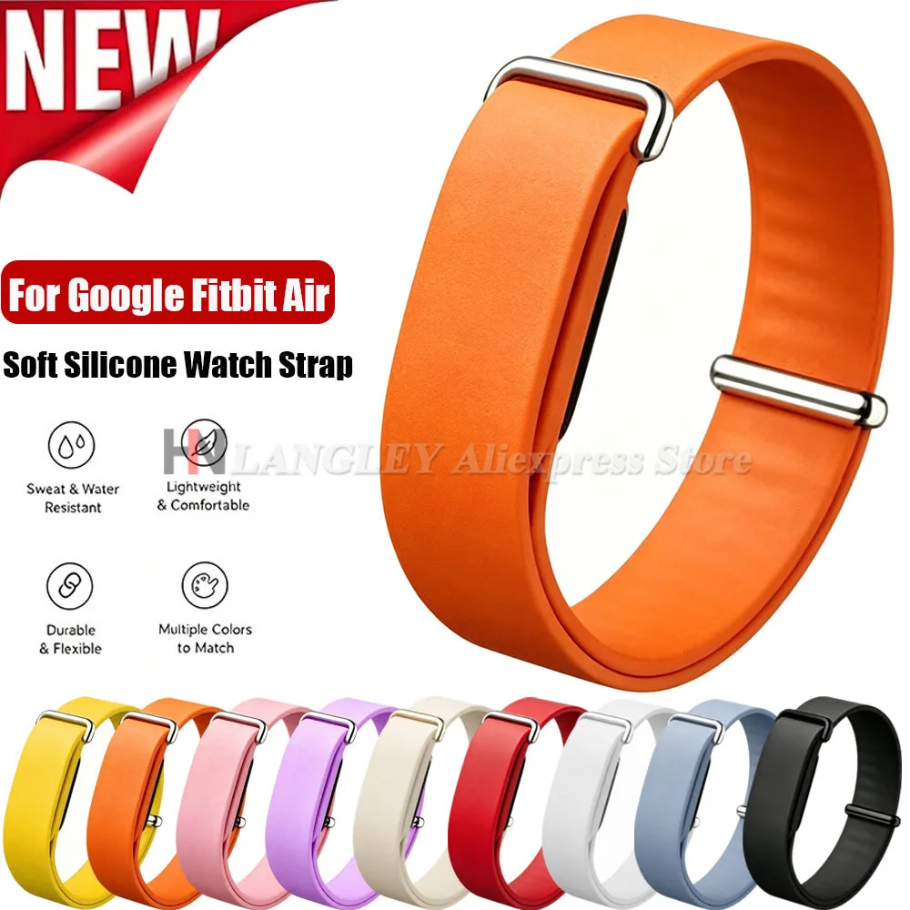 New Soft Silicone Watch Strap for Google Fitbit Air Rubber Waterproof Bracelet Watchband Sport Loop Correa Orange Blue Wristband