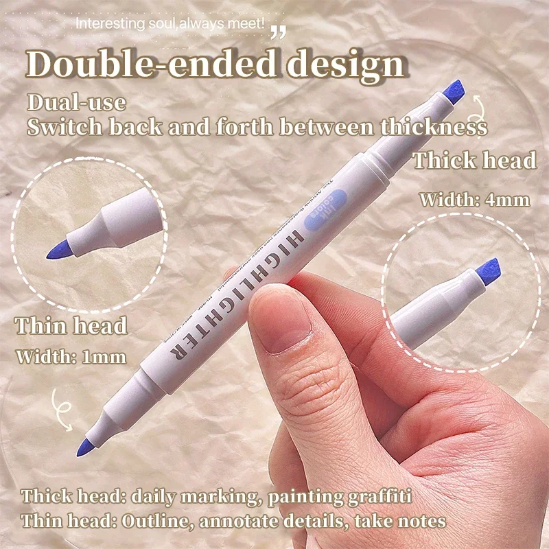 قلم تحديد متعدد الاستخدامات برأسين وسم النقاط الرئيسية غير الملطخة ورقة عالية الجمالية أقلام حساب اليد الملونة للطلاب #1