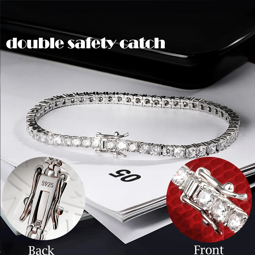 

Onnelik Full 2.5-6.5mm D Color Moissanite Tennis Bracelet for Woman Man Sparkling Diamonds with GRA S925 Sterling Sliver Hip Hop