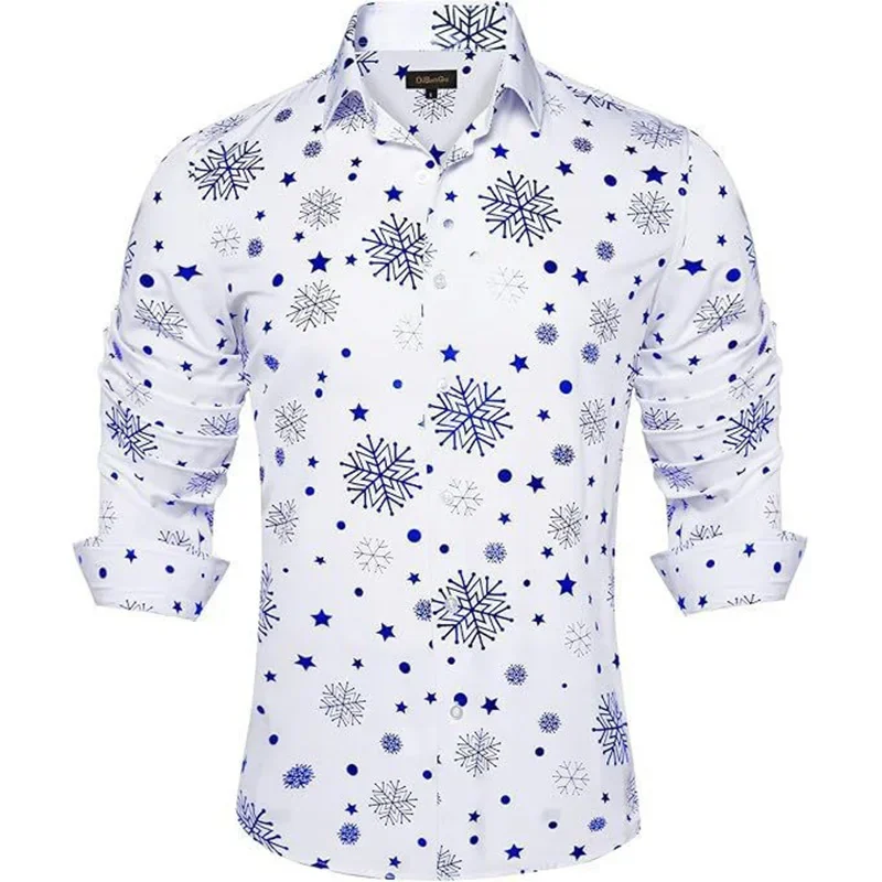 

Spring and Autumn Men's Shirts, Casual Christmas Long Sleeved Button Up Shirts, Men's Holiday Shirts
