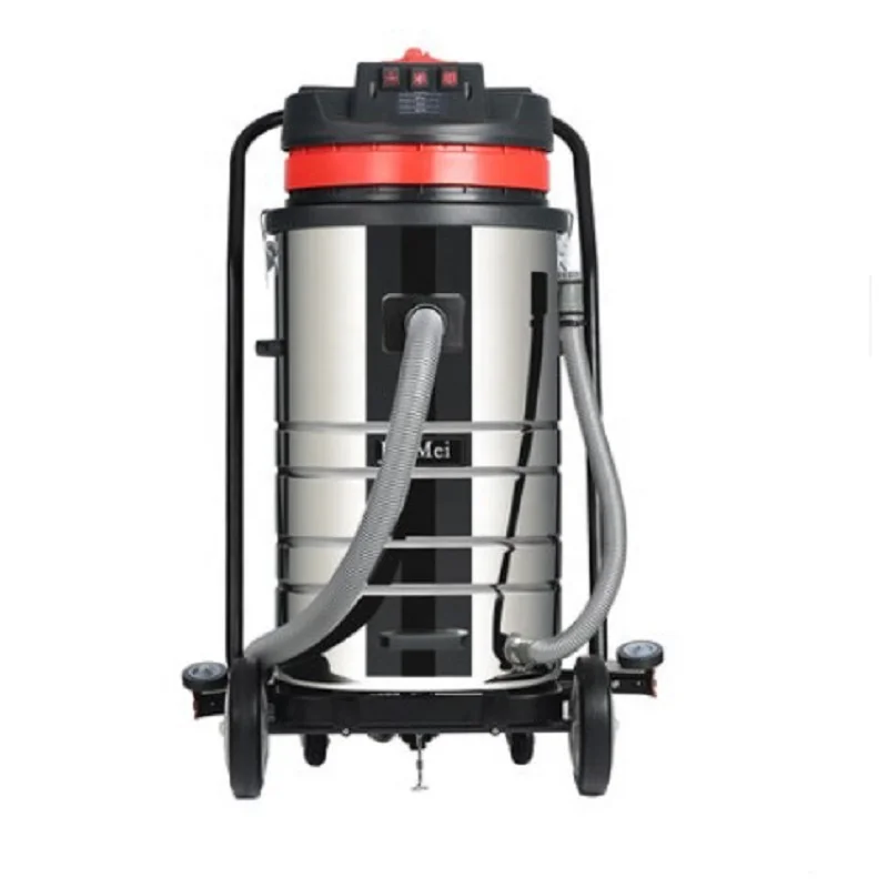 80L 3000W 3 motor stainless steel tank red color Industrial wet dry vacuum with water absorption for floor dirty water cleaning