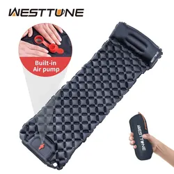 Westtune-超軽量のキャンプマットレス,屋外寝袋,枕付き,内蔵ポンプ,ハイキング用エアマット