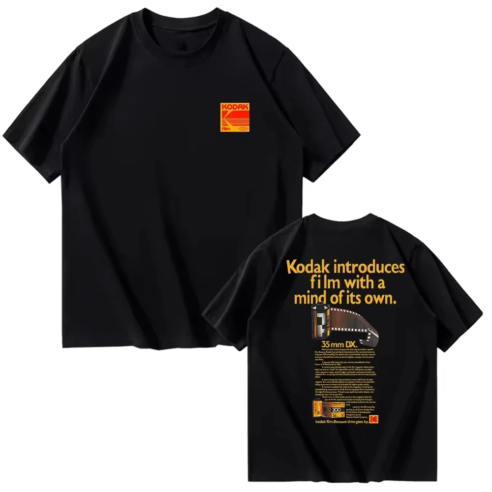 Camiseta Kodak Film with A Mind of Its Own con estampado en la espalda para hombre y mujer, camiseta de algodón de manga corta, ropa de calle Retro, moda coreana