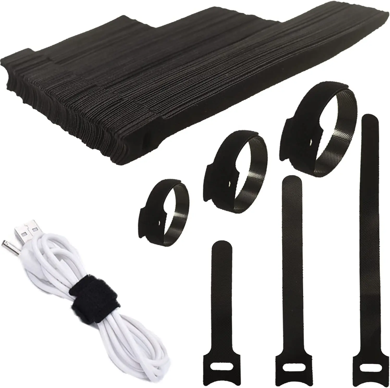 Muti-Size 60pcs Cable Organizer Ties Mouse Earphones Wire Management Nylon Cable Ties Reusable Loop Hoop Tape Straps Tie