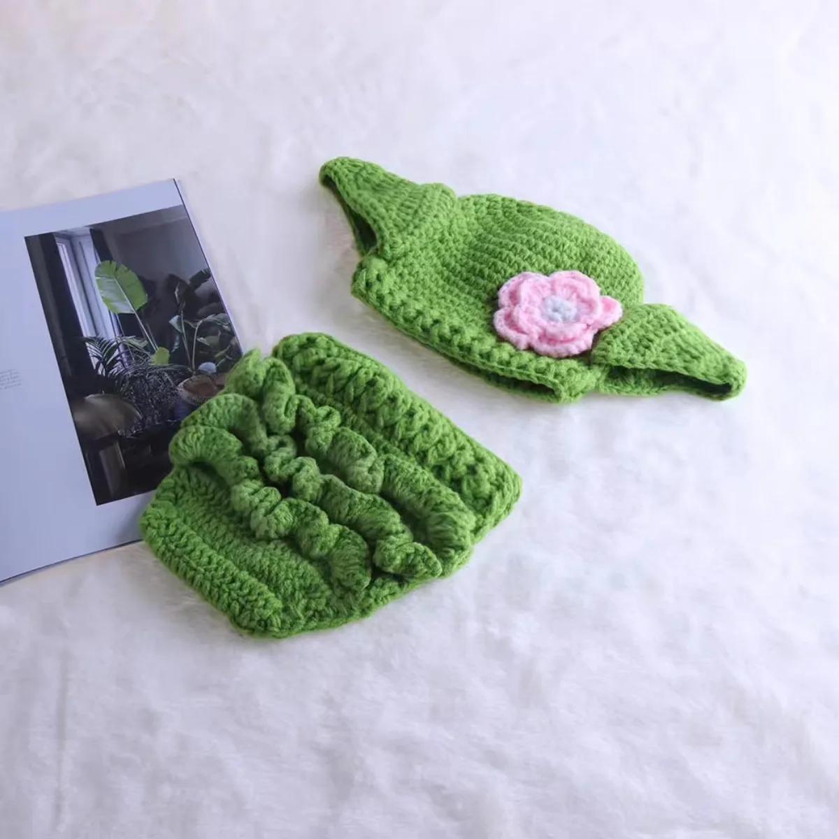 Newborn Photography Prop Yoda Baby Kids Knitted Children Clothes Sweater Set Woven Costume For Photo Shoot Studio HalloweenDress