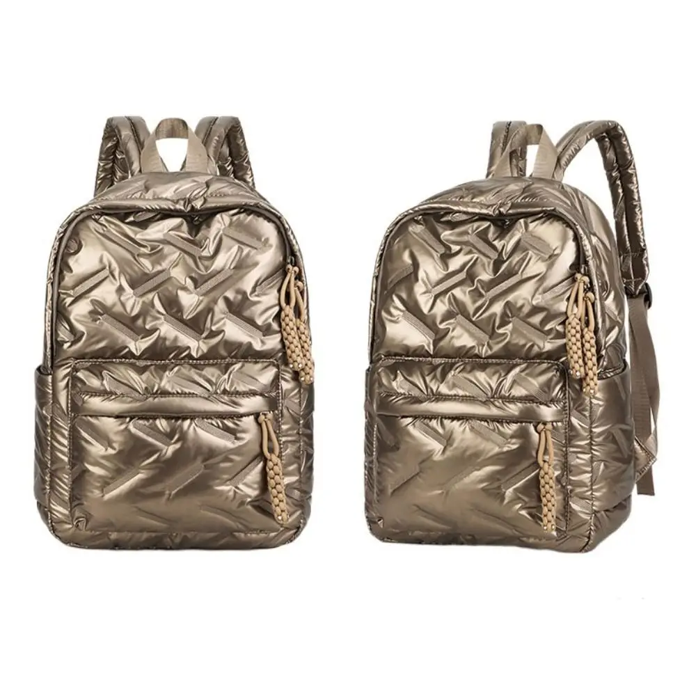 Eleganter Einfarbiger Space-Baumwoll-Rucksack, Wolken-Nylon-Blasen-Schultertasche, Große Kapazität, Plissierter Schülerrucksack für Damen/Mädchen – Detail 11