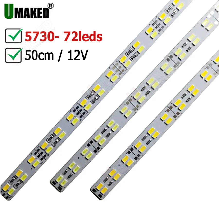 

50pcs Super Bright LED Hard Bar light DC12V 24V 50cm 144leds/m SMD 5630/5730 Aluminum Alloy Led Hard Strip lights For Cabinet