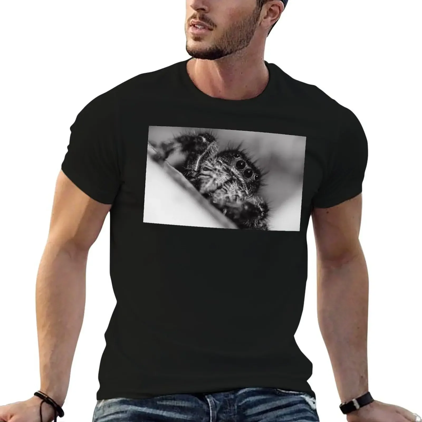 

Jumping Spider (Phidippus johnsonii) T-Shirt customs design your own graphic tee shirt Short sleeve tee men