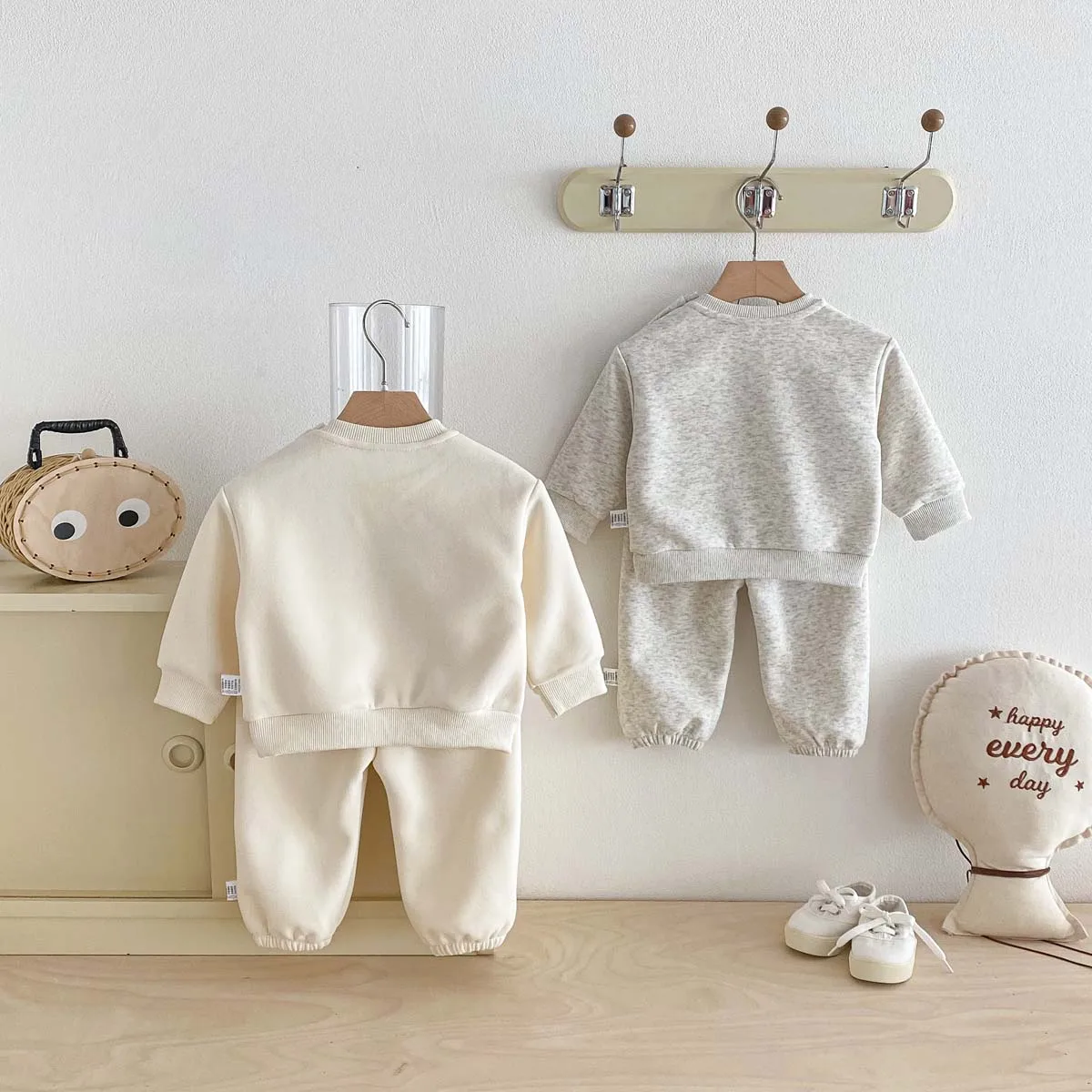 سترات بأكمام طويلة كرتونية لطيفة للغاية للخريف والشتاء للأولاد والبنات مع بنطال ملون بدلة مكونة من قطعتين، للأولاد للربيع والخريف #1