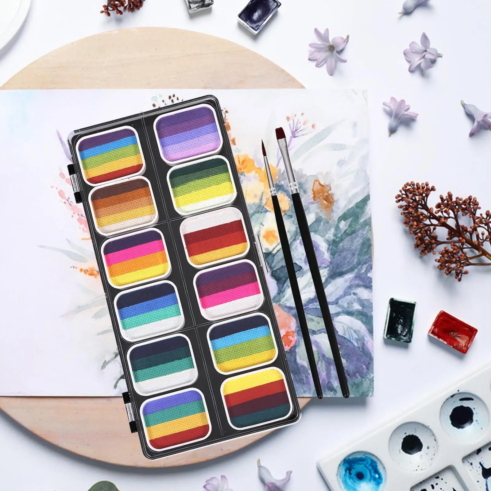 

Face Paint Palette Makeup Kit 12 Water based Paints for Kid Adult Practical Professional Face Painting Set Washable