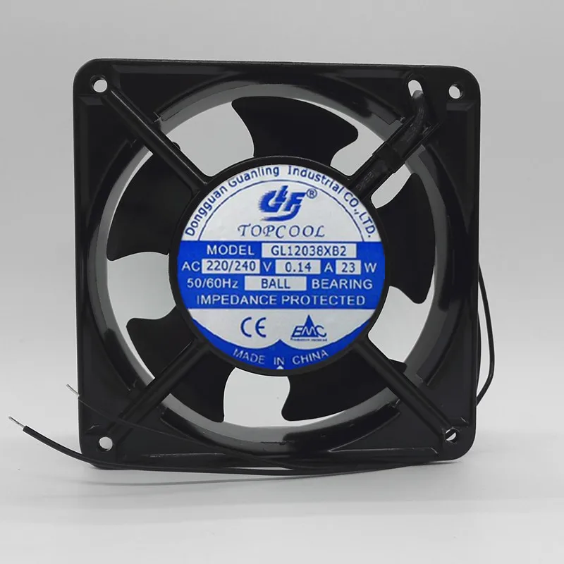 TOPCOOL GL12038XB2 AC 220V 0.14A 120x120x38mm 2-Wire Server Cooling Fan