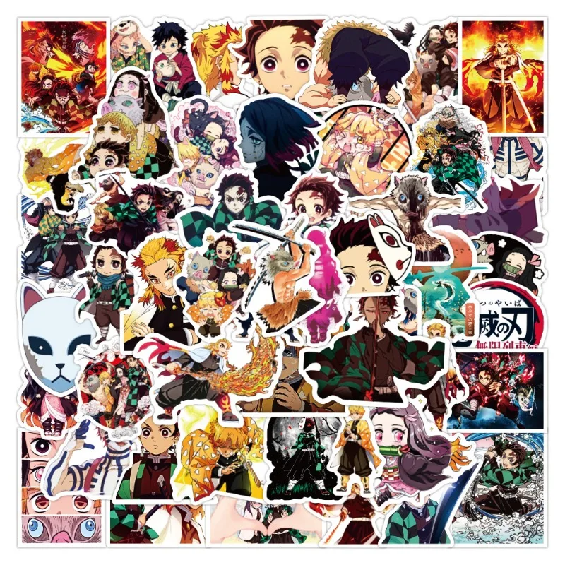 50/30/10PCS Tanjirou Nezuko Zenitsu Inosuke Giyuu Shinobu Popular Animation Suitcase Notebook Refrigerator Waterproof Stickers