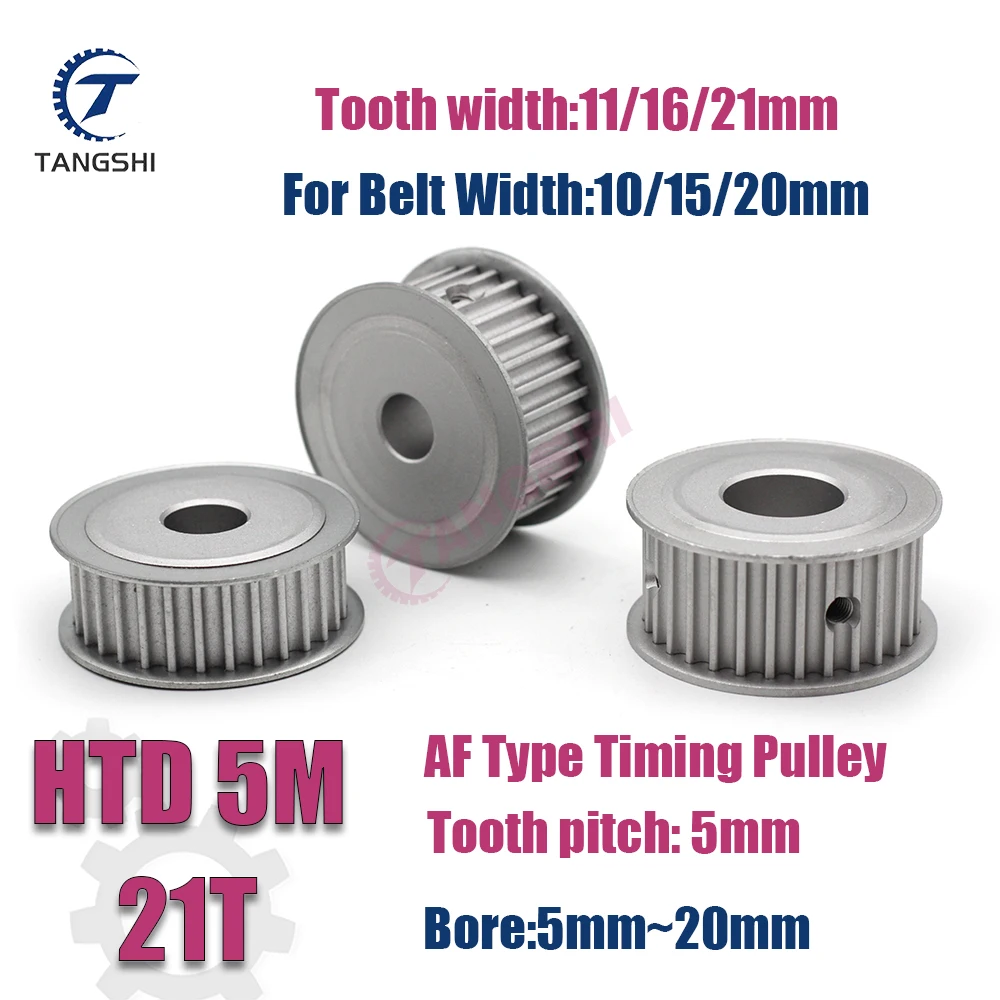 

HTD 5M 21 Tooth Synchronous Timing Pulley Bore 5mm to 20mm for Width 10/15/20mm Belt 5M-21 Teeth Timing Pulley