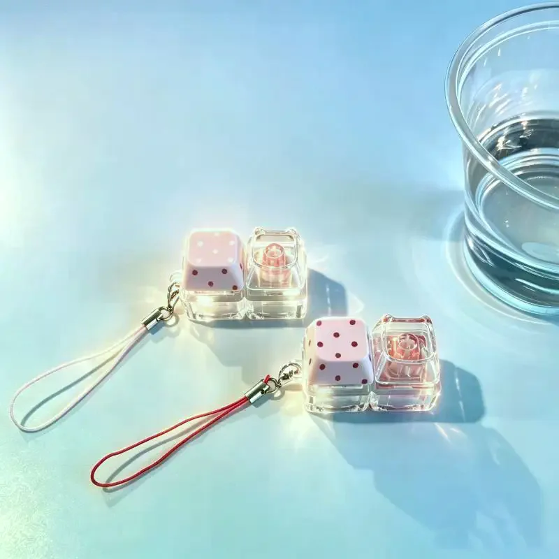 Cute Polka Dot Keyboard Fidget Toys Keychain Finger Button Clicker Decompression Toys with Colorful Lights