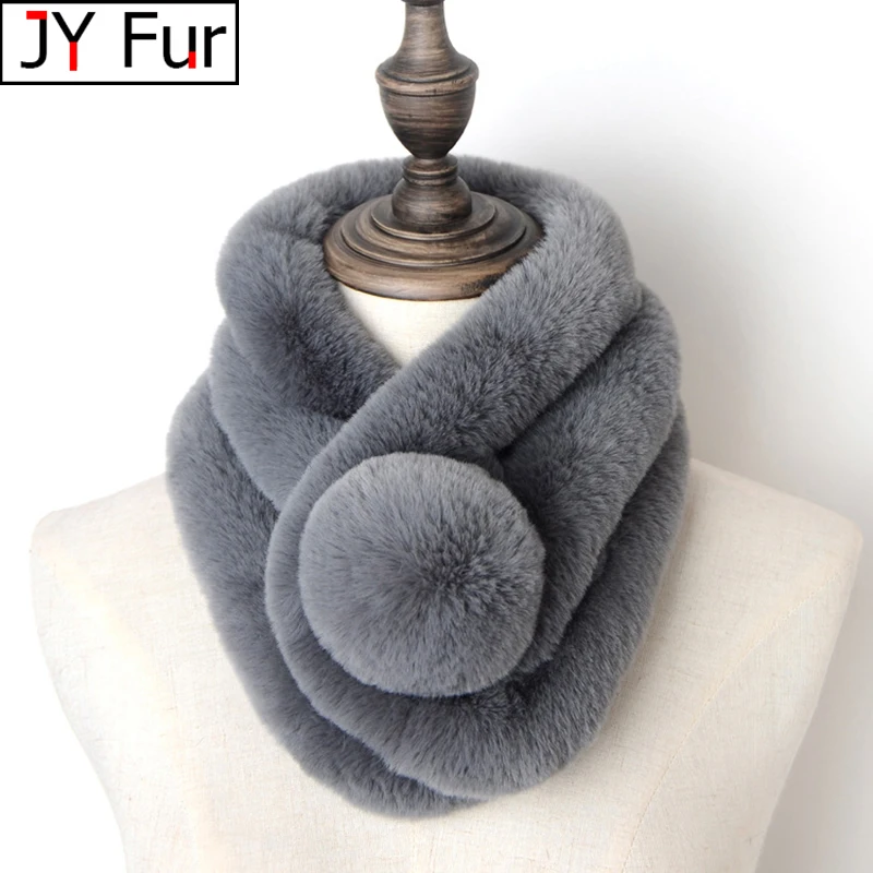 New Winter Natural Rex Rabbit Fur Ring Scarf Women Warm Real Rex Rabbit Fur Mufflers Russian Lady Genuine Rex Rabbit Fur Scarves