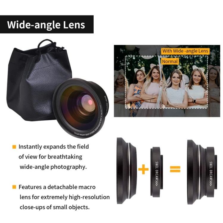 New High Quality KOMERY AF2 5600PX 18X Zoom 4K Digital  With Hood + Microphone + Wide-angle Lens