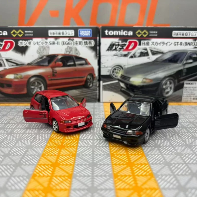 Official Takara Premium Unlimited Car 1/64 Scale Initial D Nissan Skyline GTR BNR32 Honda Civic EG6 Model Collection Gifts Toys