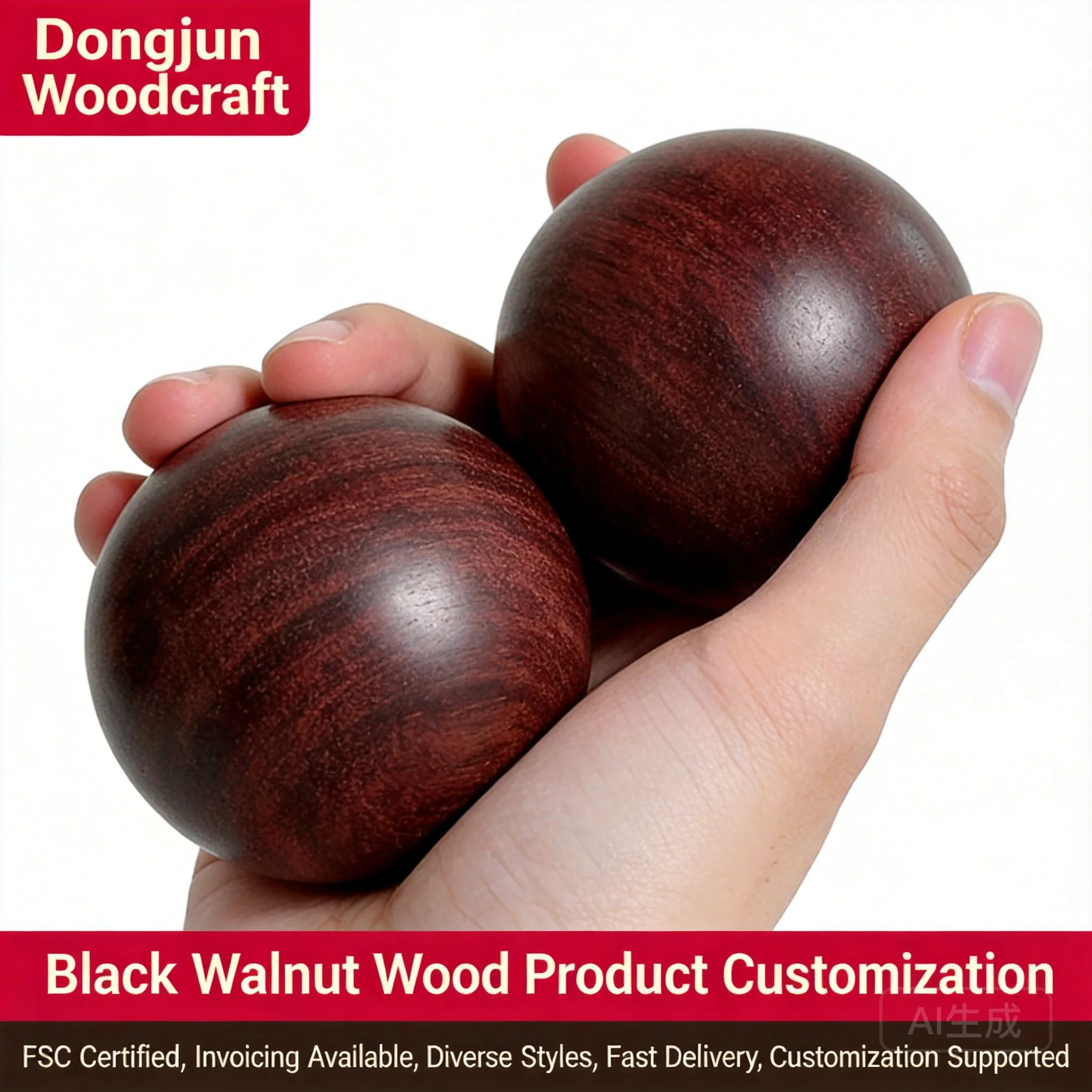 Solid Wood Hand Exercise Balls Natural Walnut Rosewood Hand Massage Stress Relief Grip Strength