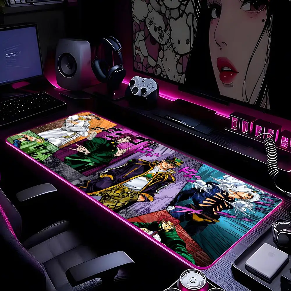 

Jojo Bizarre Adventure Mouse Pad Mousepad HD Printing Computer Gamers Locking Edge Non-slip RGB Mouse Pad XXL90x40cm Keyboard PC