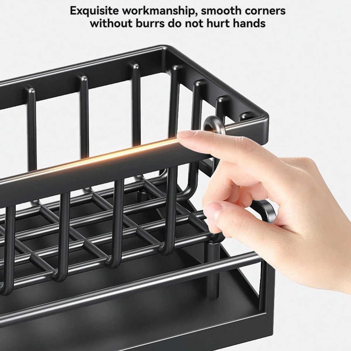 Kitchen Sink Caddy Organizer with Self-draining Tray,Sponge Holder for Kitchen Sink,Bathroom and Kitchen Supplies,With Towel Rac