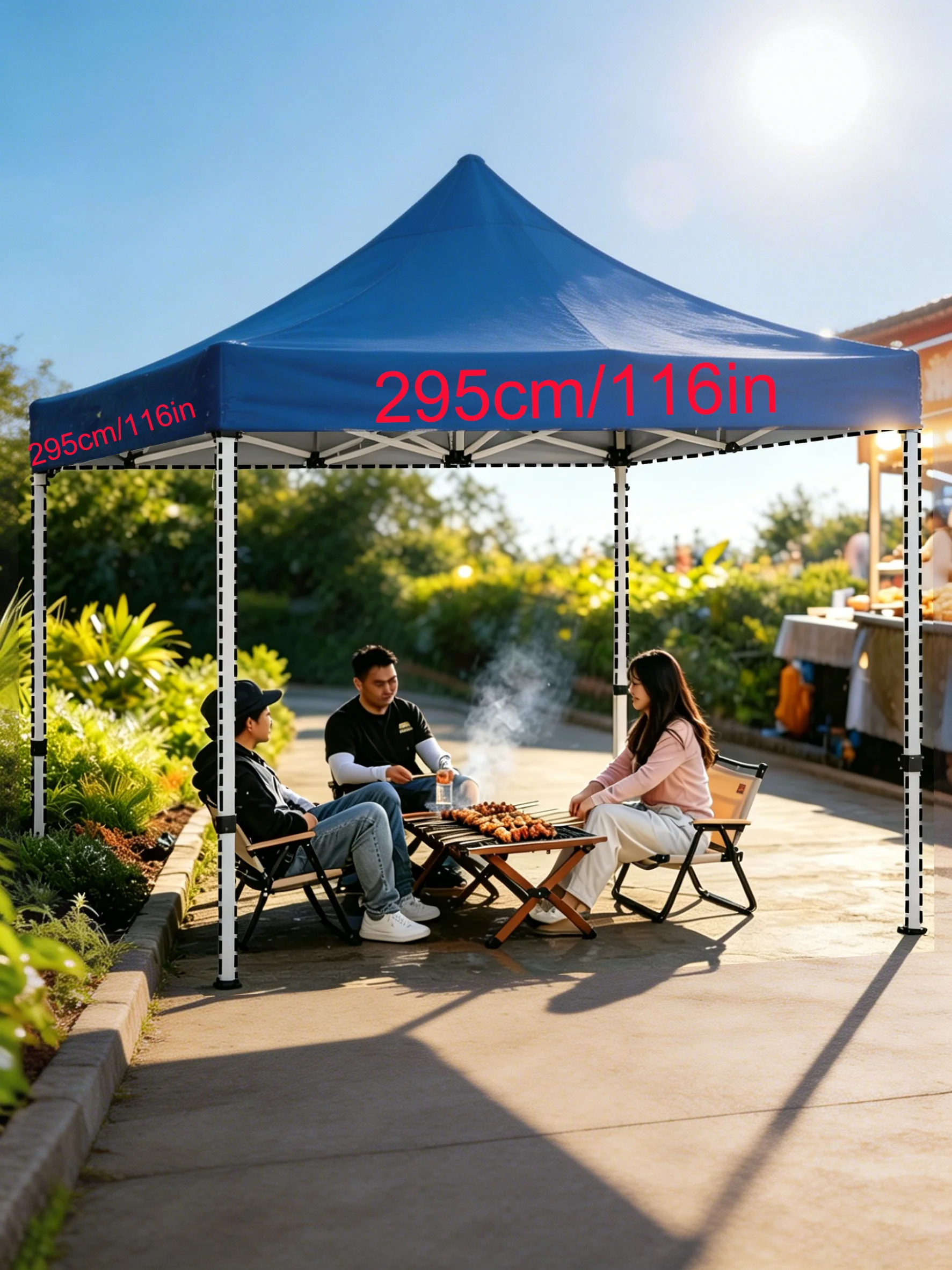 1 Outdoor Blue Tent Top Cloth, Thickened Silver-Coated Sunshade Replacement Tarp, Market Stall Canopy Top Cover (Excluding Stand), Sun Protection and Shading Simple Tent Top Accessories