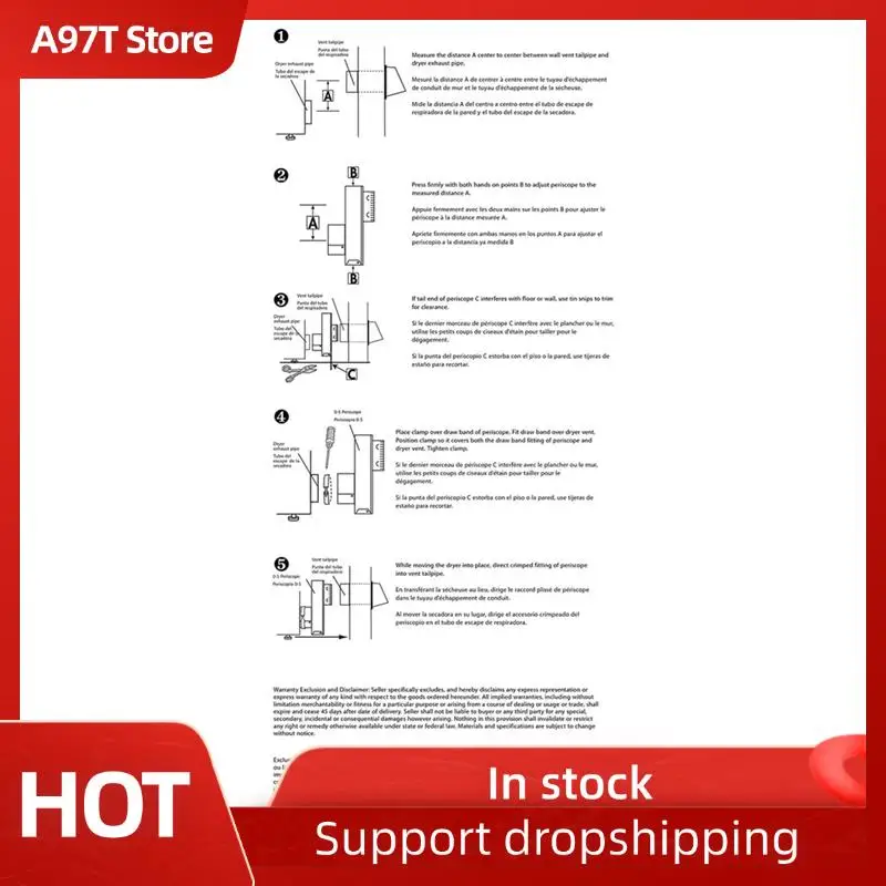 

A97T Вентиляционное отверстие для сушилки Перископ Адаптер вентиляционного отверстия для сушилки предотвращает складный шланг и блокирующий запасные части для сушилки