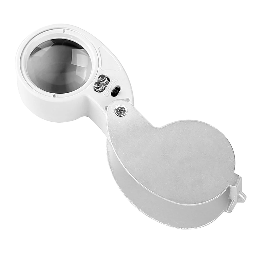 40x Handheld Magnifier with LED Light 25mm Magnifying Glasses Jewelry Optical Glass for Reading Jewelers Watch Repair Supplies