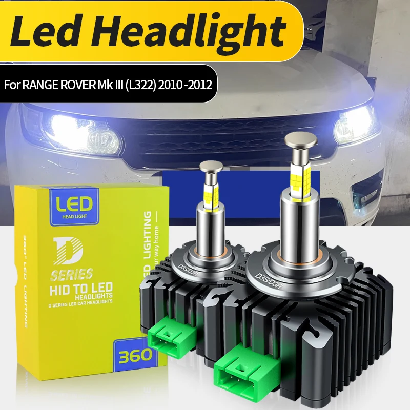 2Pcs 6000K D3S Car Led Lamp Auto Headlight High Power to HID Plug and Play 70W For RANGE ROVER Mk III (L322) 2010 2011 2012