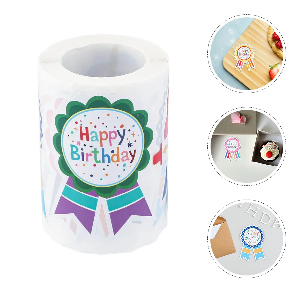 

200Pcs Happy Birthday Badge Stickers Unique Design Self-Adhesive Party Prize Scrapbooking Classroom Gift Labels