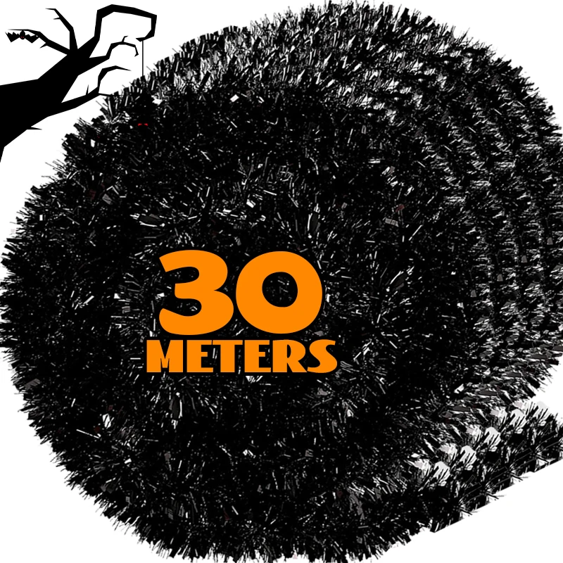 Черная гирлянда с мишурой, Хэллоуин, Рождественский венок, сделай сам, рождественские елочные украшения, лента-трость, новогодние праздничные украшения для дня рождения